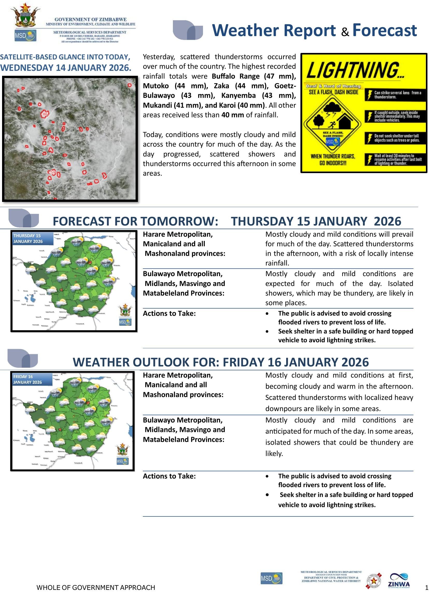 Wether Daily Weather Forecast 14 January 2026