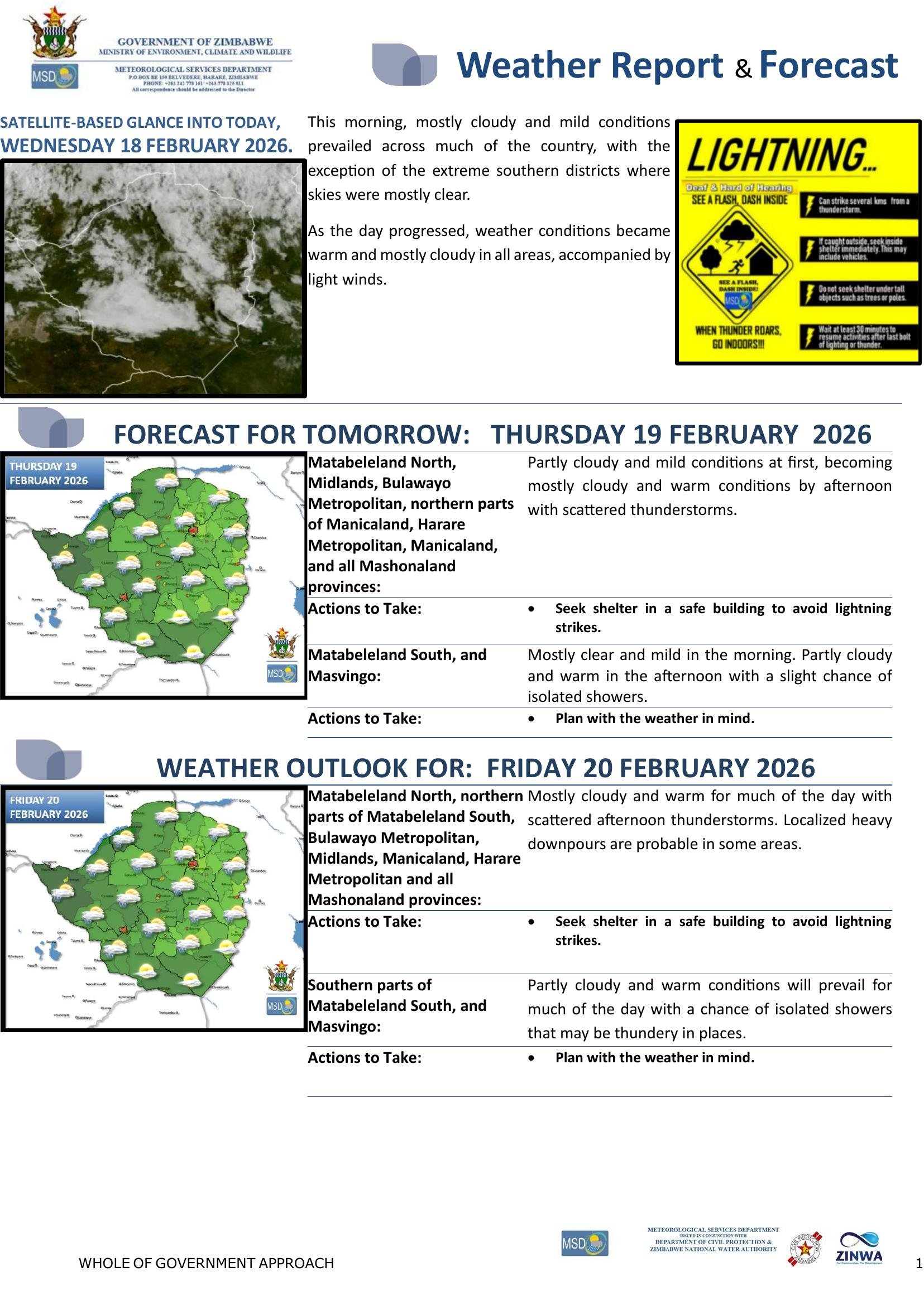 Daily Weather Forecast 18 February 2026